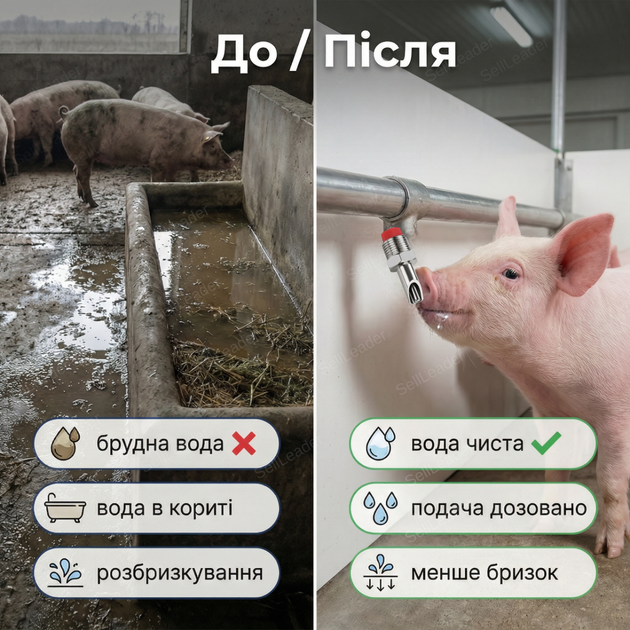 Ниппельная поилka 50мм нержавеющая сталь для поросят и свиней до 30кг резьба 1/2 с автоматической подачей воды - Фото 5 Ниппельная поилka 50мм нержавеющая сталь для поросят и свиней до 30кг резьба 1/2 с автоматической подачей воды - изображение 5