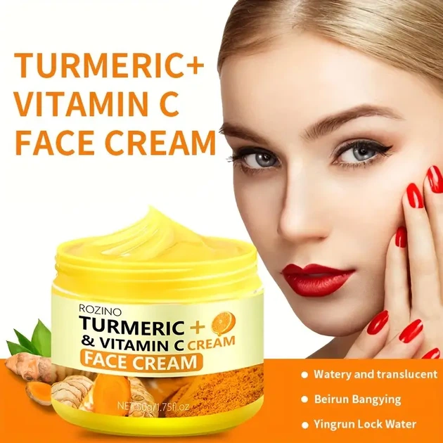 Набір косметики Rozino Turmeric & Vitamin C: крем для обличчя та повік, олія та стіки для обличчя і тіла, 5 предметів - зображення 2