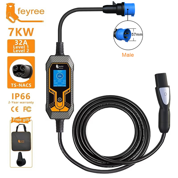 Зарядка для електромобілів Feyree 7кВт 32A Tesla NACS - Lion EV-K7 - зображення 2