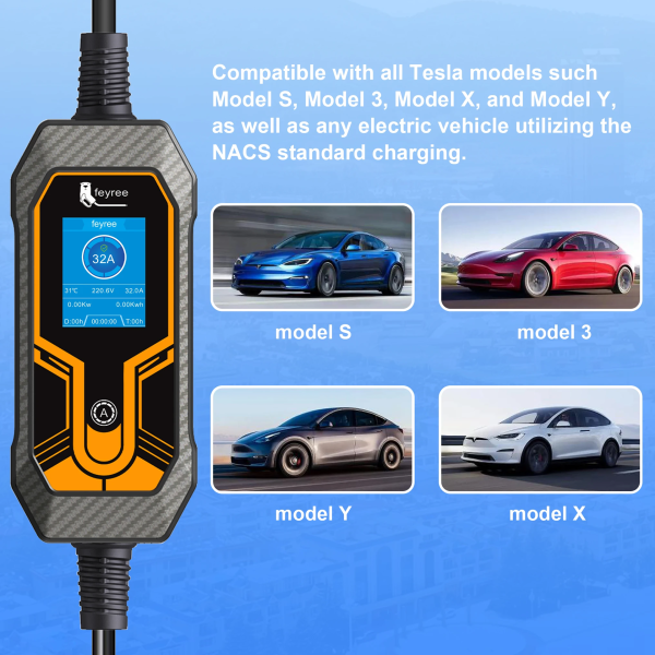 Зарядка для електромобілів Feyree 7кВт 32A Tesla NACS - Lion EV-K7 - зображення 6
