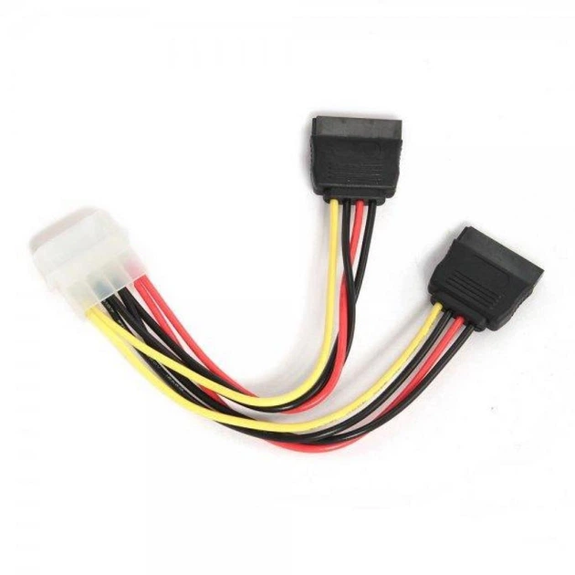 Кабель живлення Molex to 2xSATA power 0.3m - Фото 2 Кабель живлення Molex to 2xSATA power 0.3m - зображення 2