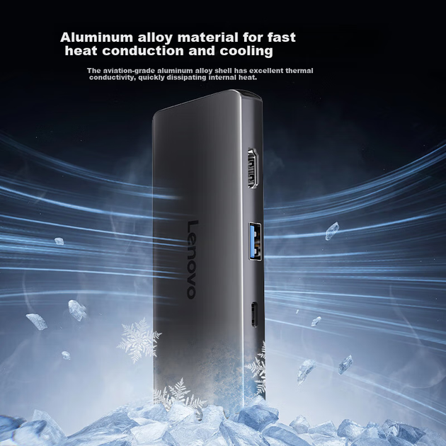 USB-хаб Lenovo 11-в-1 Type-C, HDMI, VGA, Ethernet, 100W PD, 3 USB 3.0, SD/TF - Фото 3 USB-хаб Lenovo 11-в-1 Type-C, HDMI, VGA, Ethernet, 100W PD, 3 USB 3.0, SD/TF - зображення 3
