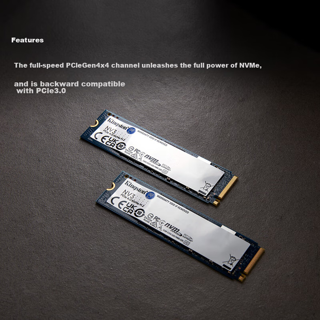 SSD диск Kingston NV3 1TB M.2 2280 NVMe PCIe 4.0x4 (NV3PCle4.0NVMeM.2) - Фото 3 SSD диск Kingston NV3 1TB M.2 2280 NVMe PCIe 4.0x4 (NV3PCle4.0NVMeM.2) - изображение 3