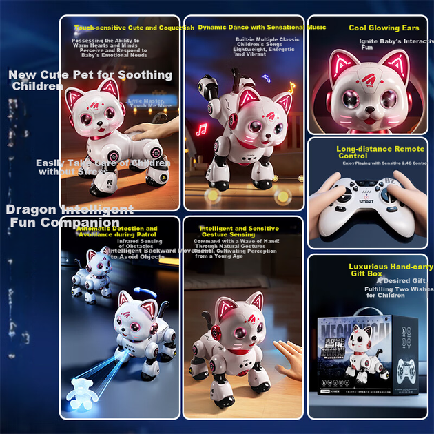 Интерактивная игрушка SODEEP Кошка с дистанционным распознаванием голоса Розовая (100177230460) - изображение 4
