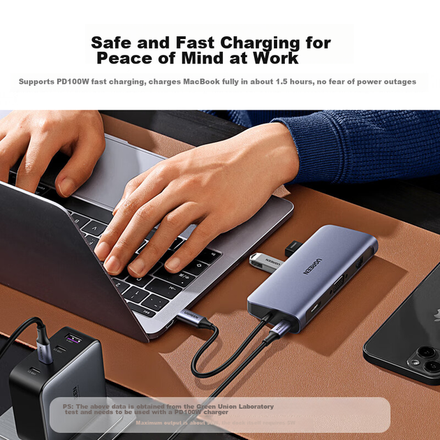 USB-хаб Ugreen 9-in-1 HDMI Ethernet USB-C Hub - Фото 12 USB-хаб Ugreen 9-in-1 HDMI Ethernet USB-C Hub - зображення 12