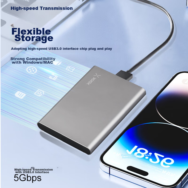 Жорсткий диск Xiaopan (XDISK) X9Pro 1TB 2.5" USB 3.0 External Space Gray - Фото 2 Жорсткий диск Xiaopan (XDISK) X9Pro 1TB 2.5" USB 3.0 External Space Gray - зображення 2