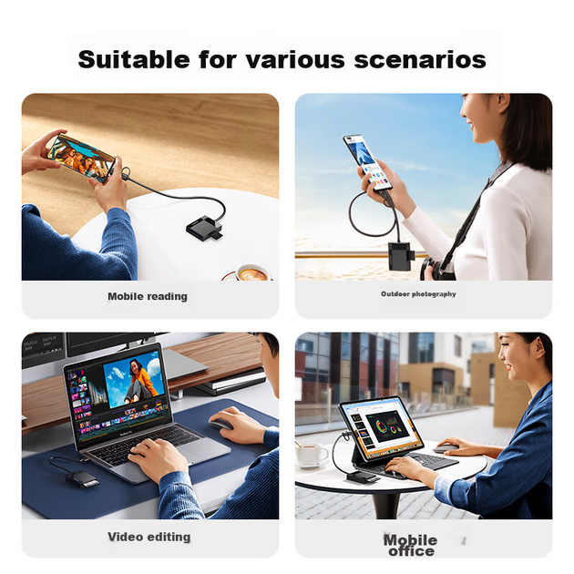Кардридер Ugreen USB/Type-C 3.0 High-Speed SD/TF/CF/MS All-in-One Black - зображення 6