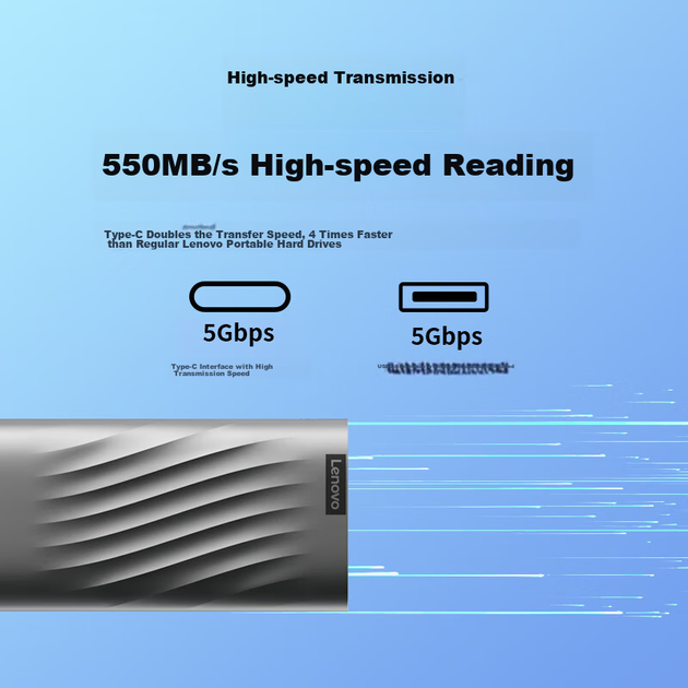 SSD диск Lenovo PS6 1TB USB 3.1 Storm Grey External - изображение 4