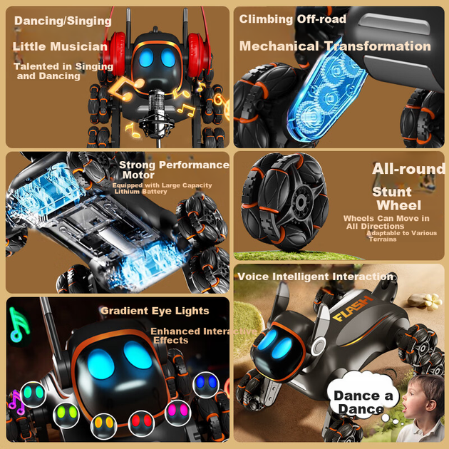 Интерактивная игрушка SODEEP Voice Intelligent Remote-Control Mechanical Dog Собака на радиоуправлении Черная (100176543546) - изображение 3