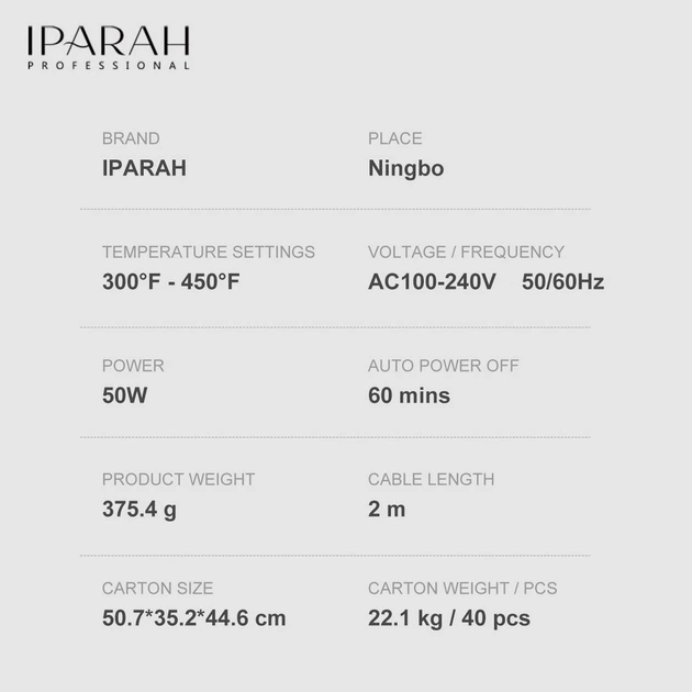 Випрямляч для волосся IPARAH P-123, 150-220 ° C, титанове покриття, LED display, 50 W високоефективний прилад для створення ідеально гладкого, рівного та доглянутого волосся - зображення 4