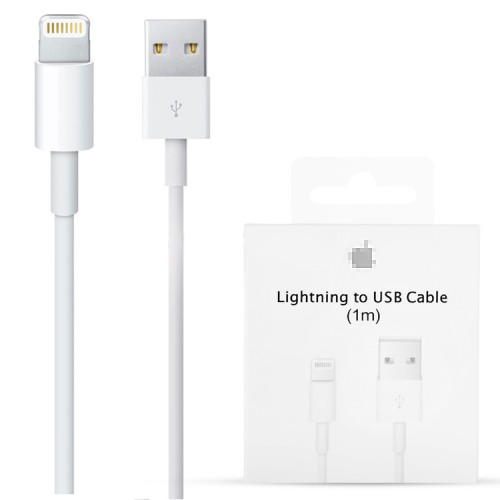 Кабель Apple Lightning USB 1м для iPhone iPad iPod белый для быстрой зарядки и передачи данных - Фото 1 Кабель Apple Lightning USB 1м для iPhone iPad iPod белый для быстрой зарядки и передачи данных - изображение 1