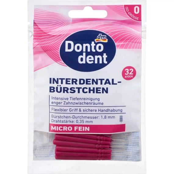 Межзубные ершики Dontodent (0,35 мм ISO0 розовые), 32 шт. - изображение 2