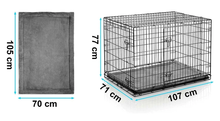 Metalowa klatka kennelowa dla psa Pethaus + legowisko L 107 x 71 x 77 cm Czarna PH-202 (5903890633677) - obraz 4