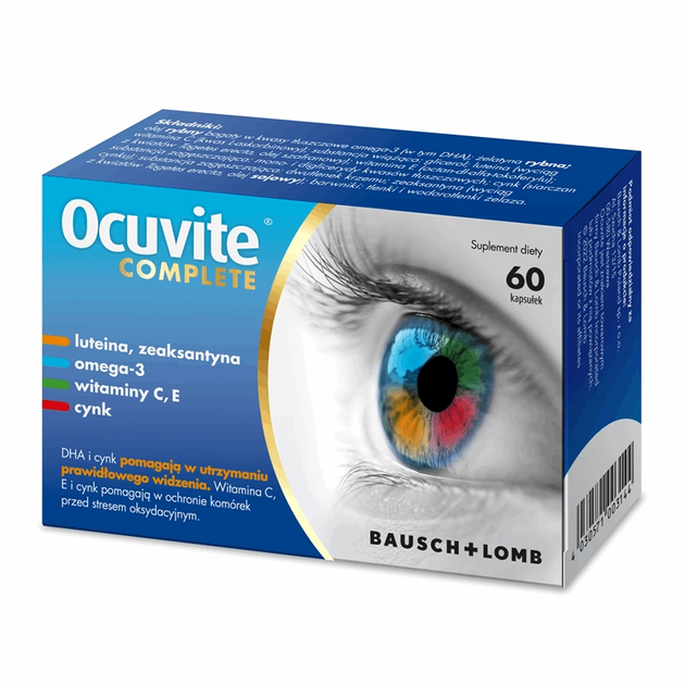 Окувайт Комплит Ocuvite Complete Bausch + Lomb 60 капсул - омега-3, лютеин, зеаксантин для поддержки зрения - Фото 1 Окувайт Комплит Ocuvite Complete Bausch + Lomb 60 капсул - омега-3, лютеин, зеаксантин для поддержки зрения - изображение 1