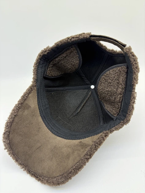 Кепка бейсболка барашок Тедді Ugg з вушками жіноча тепла Шоколад - зображення 4