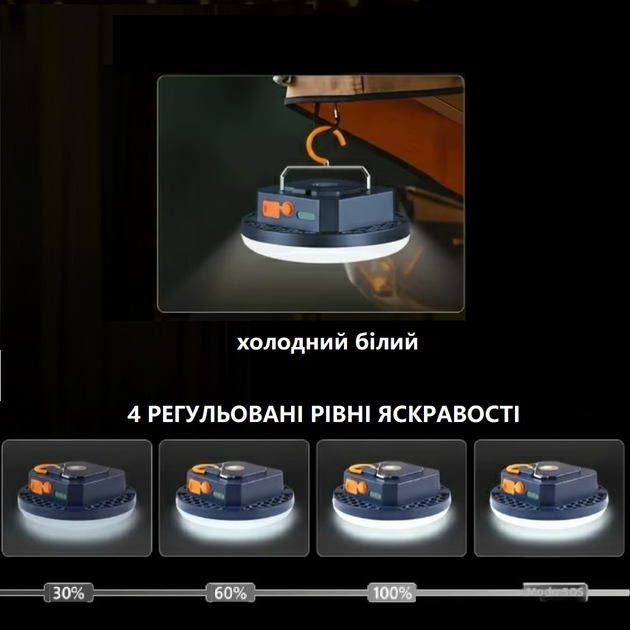 Ліхтар на акумуляторі Mos Lighting лампа світильник кемпінговий потужний з повербанком 6600 мАг (MOS-13) - зображення 5