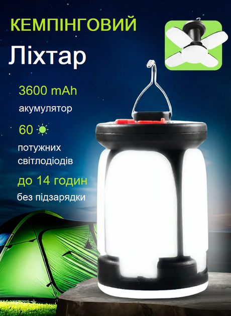 Кемпінговий ліхтар акумуляторний, із зарядкою від USB. Світлодіодний ліхтар для намету, підвісний, в похід, для туризму, риболовлі, відпочинку на природі. Лампа для кемпінгу, саду. (Type-C) - Фото 1 Кемпінговий ліхтар акумуляторний, із зарядкою від USB. Світлодіодний ліхтар для намету, підвісний, в похід, для туризму, риболовлі, відпочинку на природі. Лампа для кемпінгу, саду. (Type-C) - изображение 1