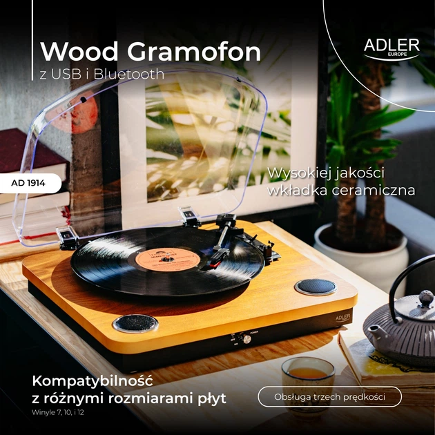 Gramofon Adler AD 1914 z USB i Bluetooth Wood (5905575907592) - obraz 10