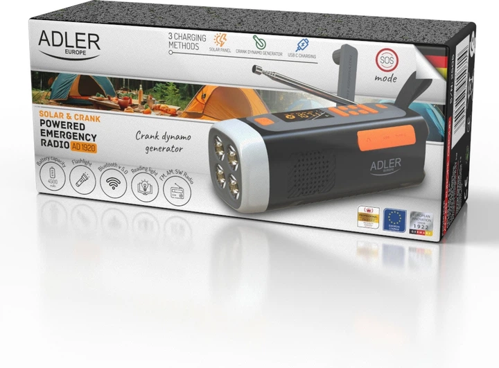 Odbiornik radiowy Adler AD 1920 z panelem słonecznym, korbką i powerbankiem (5905575910714) - obraz 19