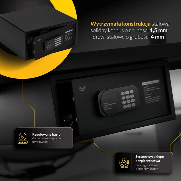 Сейф Adler AD 1045 з електронним кодом та замком (5905575910646) - зображення 10