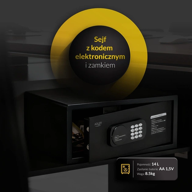 Сейф Adler AD 1045 з електронним кодом та замком (5905575910646) - зображення 11