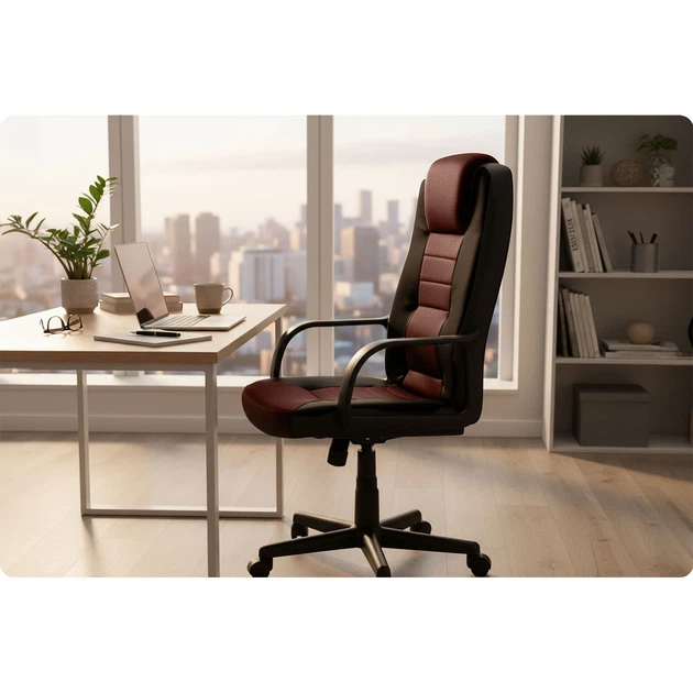 Fotel biurowy Sofotel 518B-BLACK-BROWN Czarny ‑ brązowy (5902041317350) - obraz 5