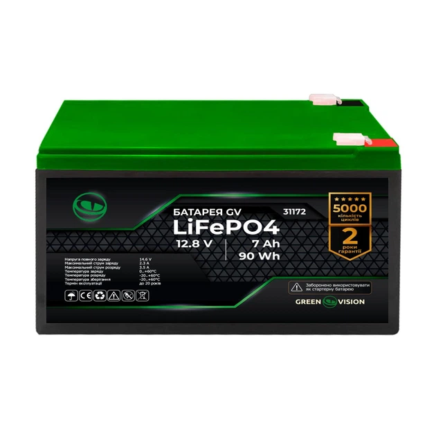 Аккумулятор GV LiFePО4 12,8V - 7Ah (90Wh) - Фото 1 Аккумулятор GV LiFePО4 12,8V - 7Ah (90Wh) - изображение 1