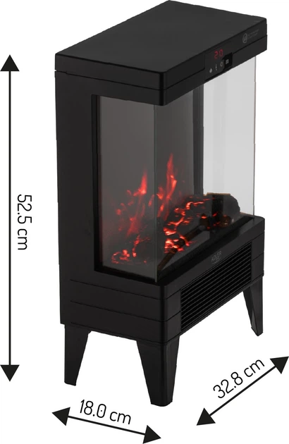 Kominek elektryczny Adler AD 7755 LED 1000 W/2000 W z pilotem i efektem 3D płomienia (5905575910066) - obraz 15