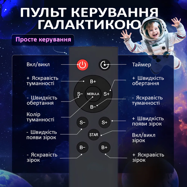 Ночник проектор звездного неба Космонавт детский Лазерный настольный светильник Астронавт галактики с пультом - Фото 6 Ночник проектор звездного неба Космонавт детский Лазерный настольный светильник Астронавт галактики с пультом - изображение 6