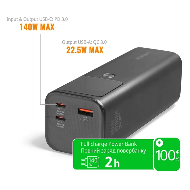 Повербанк 30000mAh VIDEX VPB-316 162W PD140W +Display 28608 - изображение 12