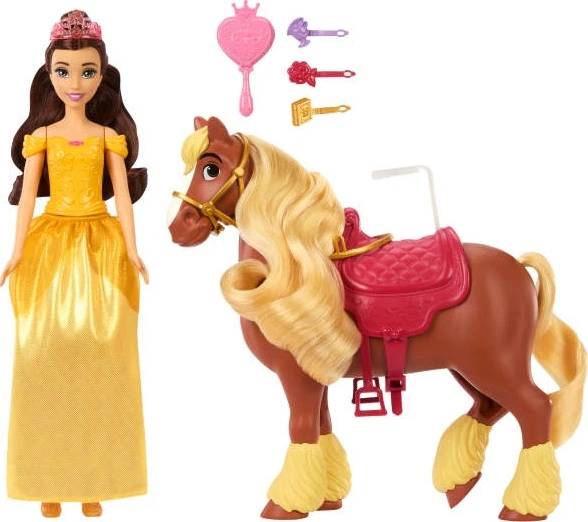 Lalka Mattel Disney Princess Bellą i koń Filip z akcesoriami 28 cm JBG01 (194735258901) - obraz 4