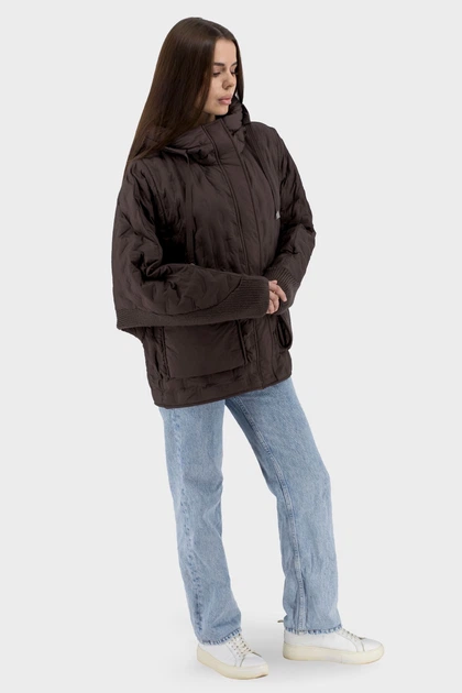 Жіноча осіння куртка casual з качиним пухом і капюшоном Snow Owl (шоколадний, M), 116878, 116839 - зображення 3