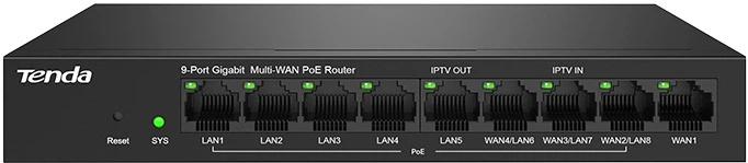 Router Tenda 9 Port Gigabit Ethernet PoE Czarny (G0-8G-PoE) - obraz 2