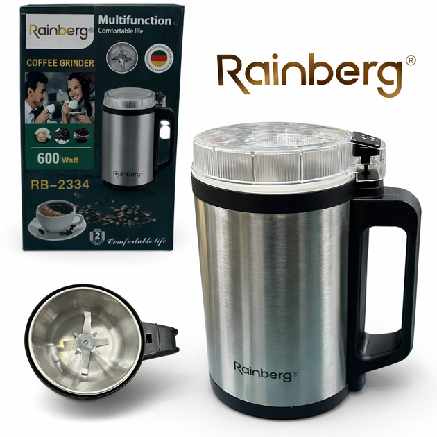 Кавомолка електрична Rainberg RB-2334 600 Вт металева на 4 леза для кави та спецій - зображення 5