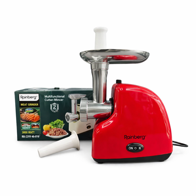 Электрическая мясорубка Rainberg RB-2319 3000 Вт с реверсом и защитой от перегрузки красная - изображение 3