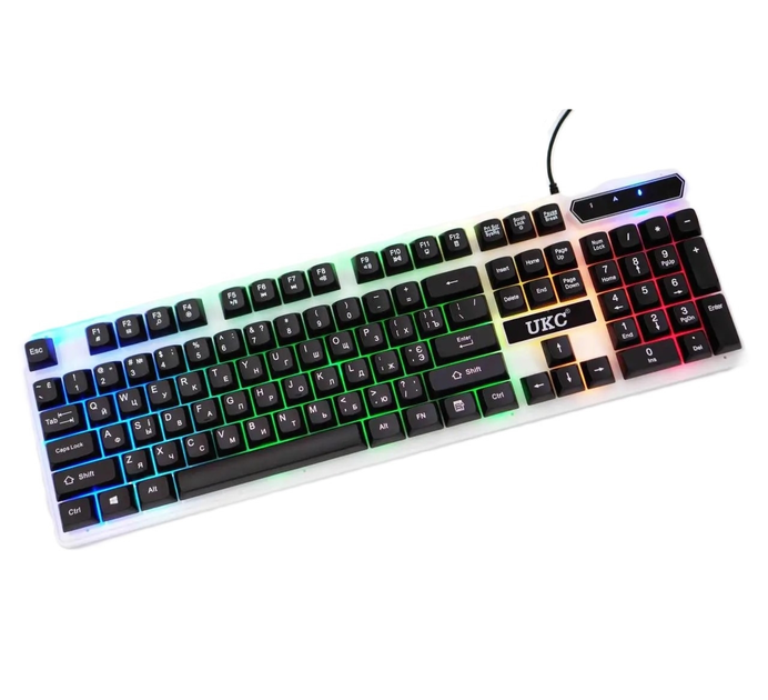 Игровая мембранная клавиатура UKC ART-8930 USB с подсветкой - Фото 1 Игровая мембранная клавиатура UKC ART-8930 USB с подсветкой - изображение 1