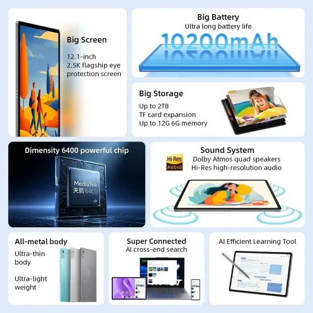 Планшет Lenovo Xiaoxin Pad 12.1 2025 8/128GB (TB365FC) - Фото 3 Планшет Lenovo Xiaoxin Pad 12.1 2025 8/128GB (TB365FC) - изображение 3