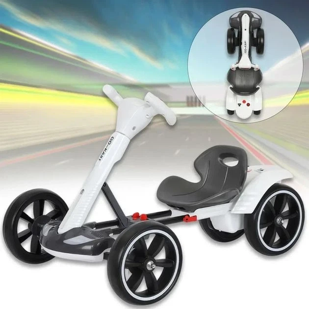 Детский электромобиль GO-KART White (белый) — складной электрокартинг для детей, аккумуляторный, скорость до 6 км/ч - Фото 3 Детский электромобиль GO-KART White (белый) — складной электрокартинг для детей, аккумуляторный, скорость до 6 км/ч - изображение 3