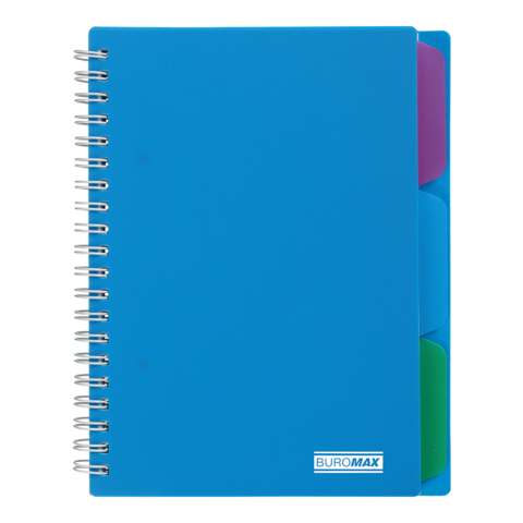 Блокнот BUROMAX B6 на спір. пласт. обкл. з розділ. 100 арк. BRIGHT BM.24365912-02 синій (72) /BM.24365912-02/ - Фото 1 Блокнот BUROMAX B6 на спір. пласт. обкл. з розділ. 100 арк. BRIGHT BM.24365912-02 синій (72) /BM.24365912-02/ - зображення 1