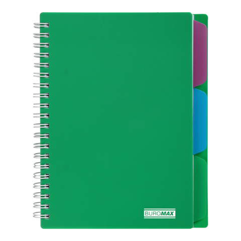 Блокнот BUROMAX B6 на спір. пласт. обкл. з розділ. 100 арк. BRIGHT BM.24365912-04 зелений (72) /BM.24365912-04/ - Фото 1 Блокнот BUROMAX B6 на спір. пласт. обкл. з розділ. 100 арк. BRIGHT BM.24365912-04 зелений (72) /BM.24365912-04/ - зображення 1