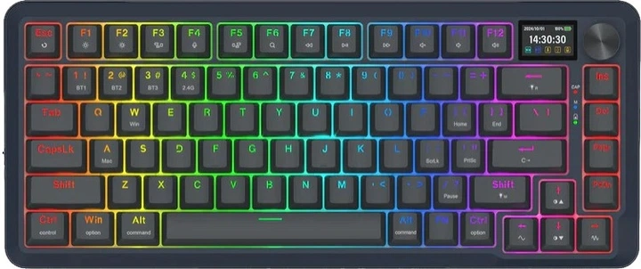 Клавіатура бездротова Redragon Flekact K708-RGB-PRO Leopard USB/Bluetooth/Wireless Black - зображення 1