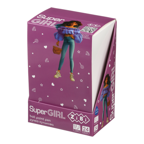 Ручка кулькова ZiBi 2240 SUPER GIRL синя (24) /ZB.2240/ - Фото 6 Ручка кулькова ZiBi 2240 SUPER GIRL синя (24) /ZB.2240/ - зображення 6