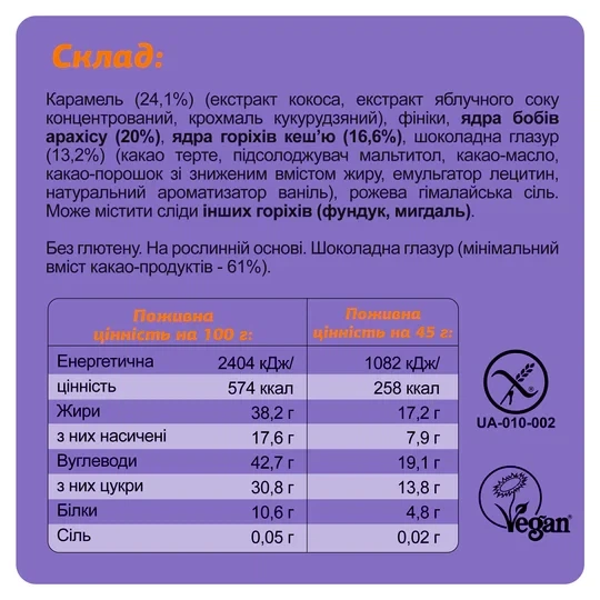 Батончик шоколадний "PEANUT + CARAMEL" FIZI, 40 г - Фото 2 Батончик шоколадний "PEANUT + CARAMEL" FIZI, 40 г - зображення 2