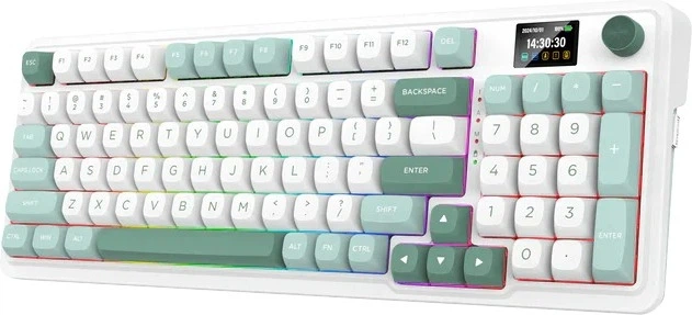 Клавіатура бездротова Redragon Galatin Pro K719WG-RGB-PRO Linear Mint Mambo Switch USB/Bluetooth/Wireless White/Green - зображення 1