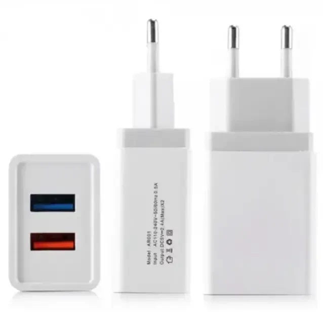 Сетевое зарядное устройство 2 USB 2.4A с функцией быстрой зарядки AR 001 4757 - Фото 2 Сетевое зарядное устройство 2 USB 2.4A с функцией быстрой зарядки AR 001 4757 - изображение 2