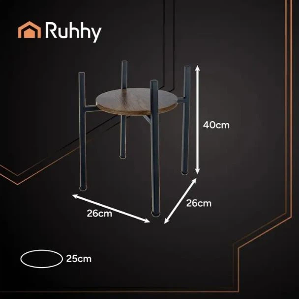 Підставка для квітів RUHHY 26049 Loft металева підлогова стійка для рослин, підвазонник метал і дерево до 20 кг - зображення 3