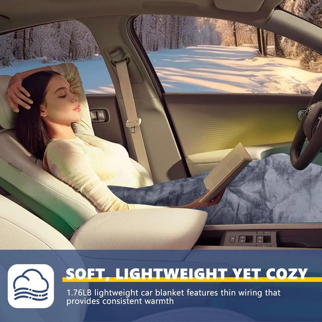 Флисовое покривало с подогревом для авто HL-12, 140×130 см, Grey - изображение 3