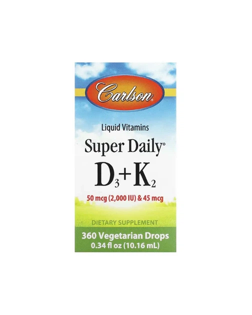 Витамины D3 + K2 2000 МЕ + 45 мкг Carlson Labs 10,16 мл 20190296 - изображение 2