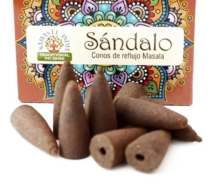 Namaste india sandalwood, ароматические конусы для дымного водопада, аромаконусы жидкий дым, благовония - изображение 2