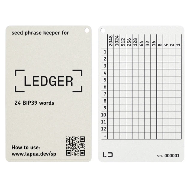 Мнемонічний планшет Lapua Seed phrase keeper for Ledger 12+1 BIP39 слів 2шт (LSPKL) - изображение 3